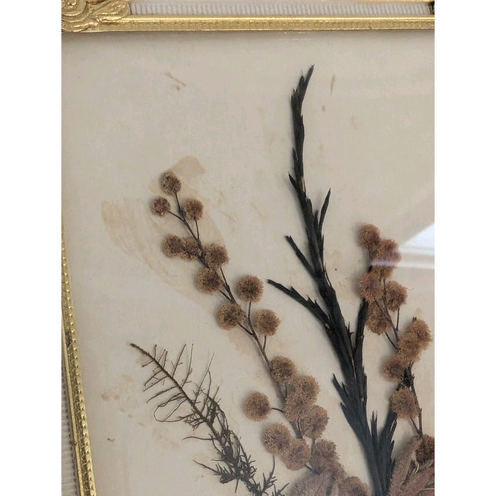 Vtg Framed Floral Dried Flower Picture Art Wall Hanging Signed Stella Turner - Picture 12 of 16